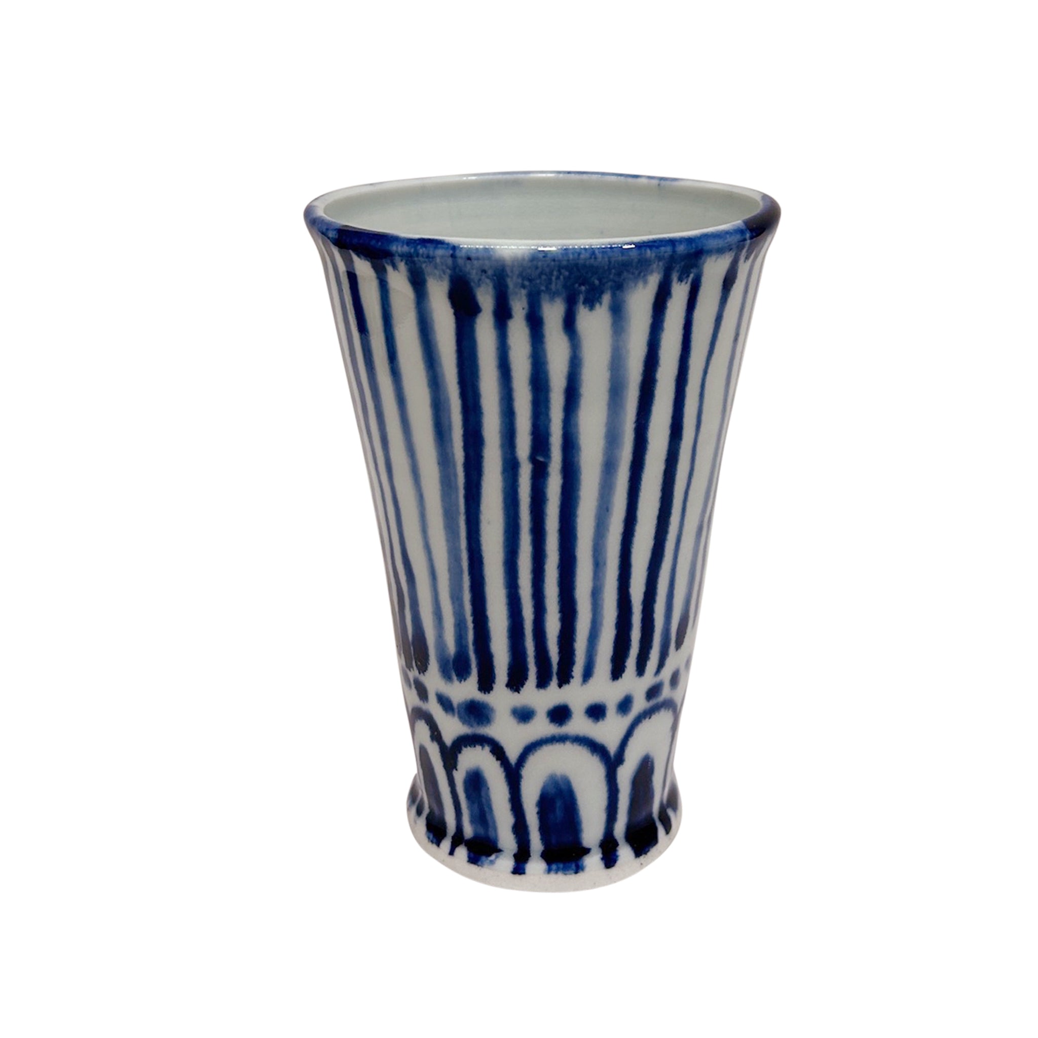 Cobalt Striped Porcelain Vase