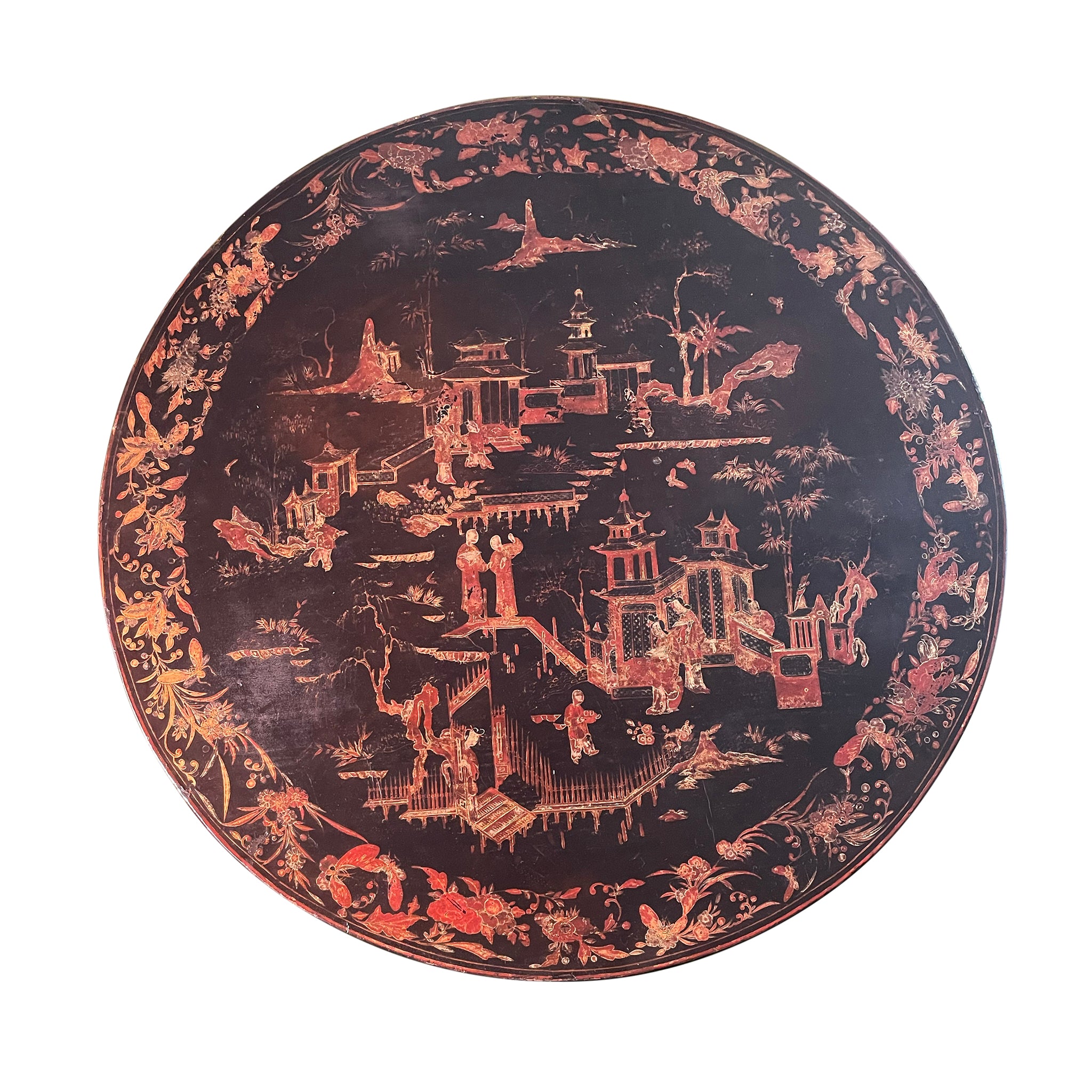 Chinese Export Black Lacquer and Gilt Decorated Table