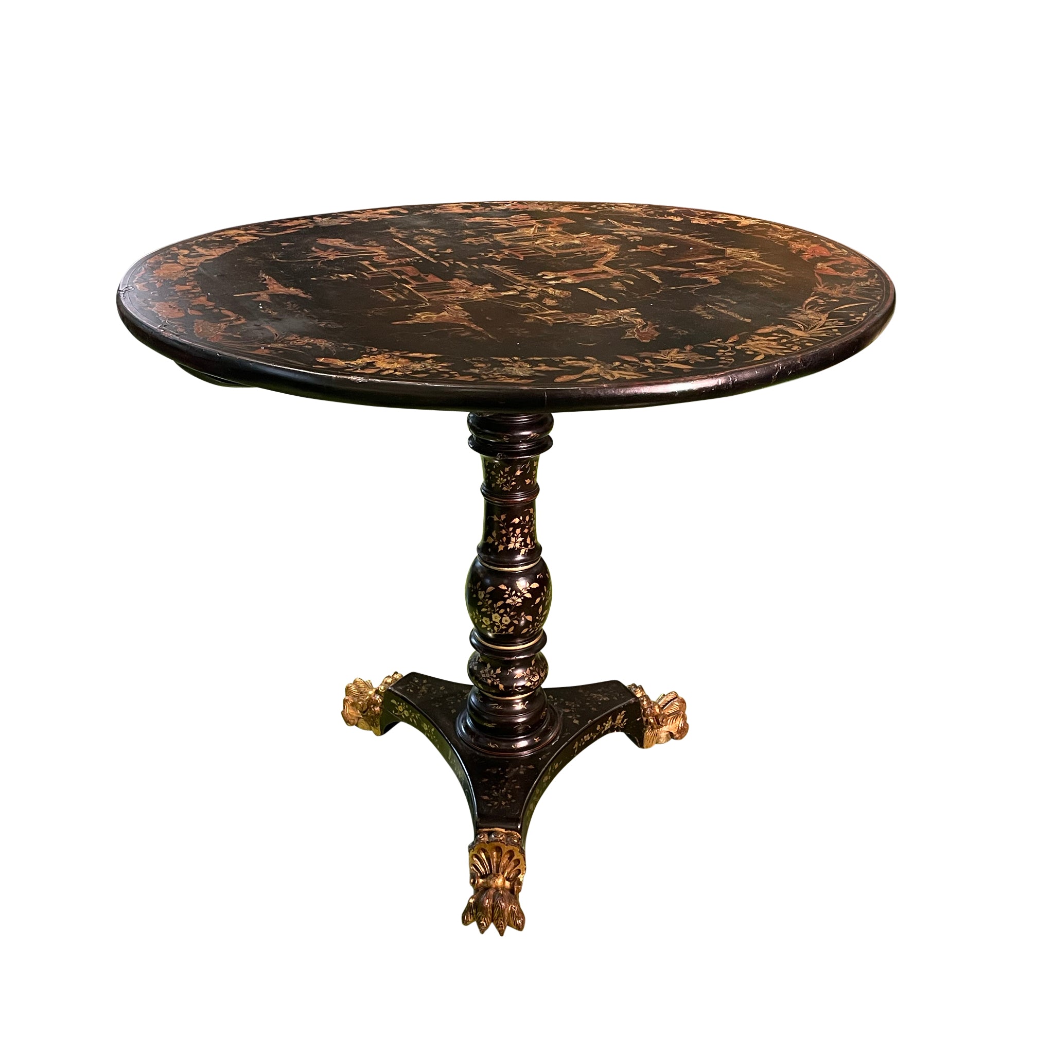 Chinese Export Black Lacquer and Gilt Decorated Table