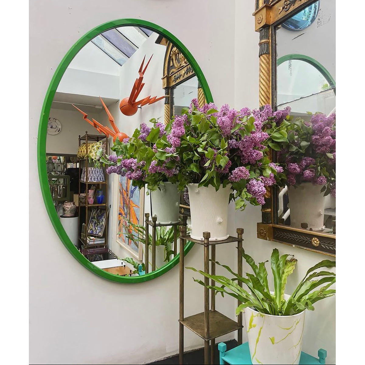 Gouged Brass Plant Stand