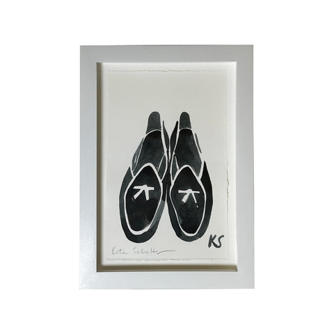 Kate Schelter, Black Belgian Shoes with White Piping