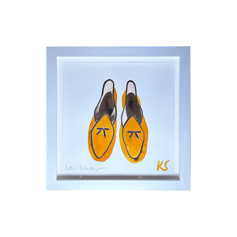 Kate Schelter, Yellow Belgian Shoes with Brown Piping