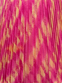 18" Hand-Shirred Empire Lampshade - Vibrant Pink and Canary Stripe