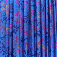 16" Silk Sari Lampshade - Navy, Purple & Gold Floral on Violet Blue I Small Tear in Fabric