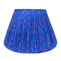 16" Silk Sari Lampshade - Navy, Purple & Gold Floral on Violet Blue I Small Tear in Fabric