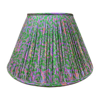 14" Silk Sari Lampshade - Purple & Orange Floral Paisley on Grass Green