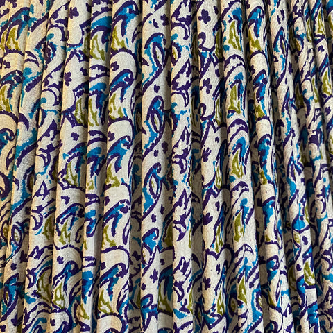 16" Silk Sari Lampshade - Purple Blue Wave Paisley