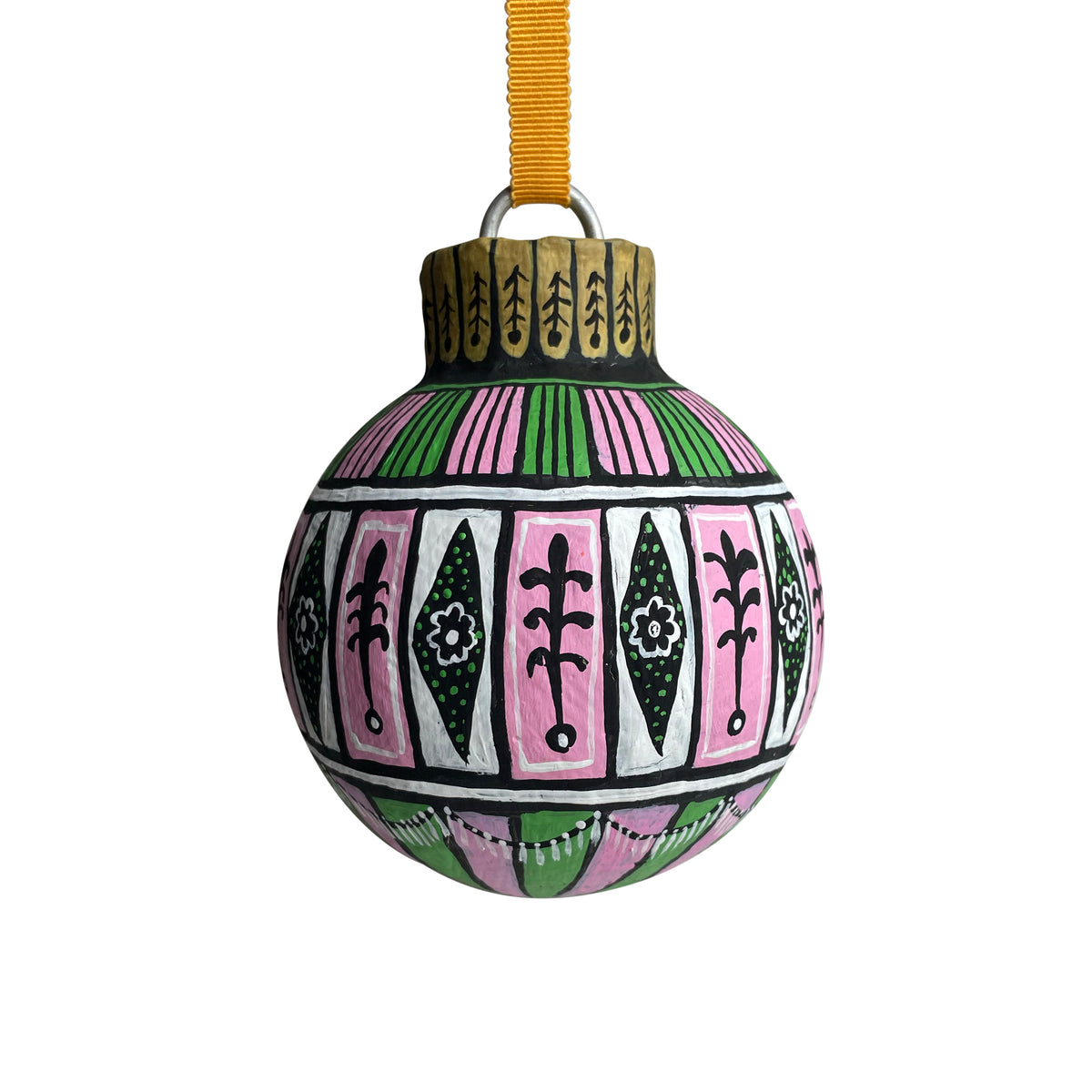 Papier Mache 4" Round Ornament