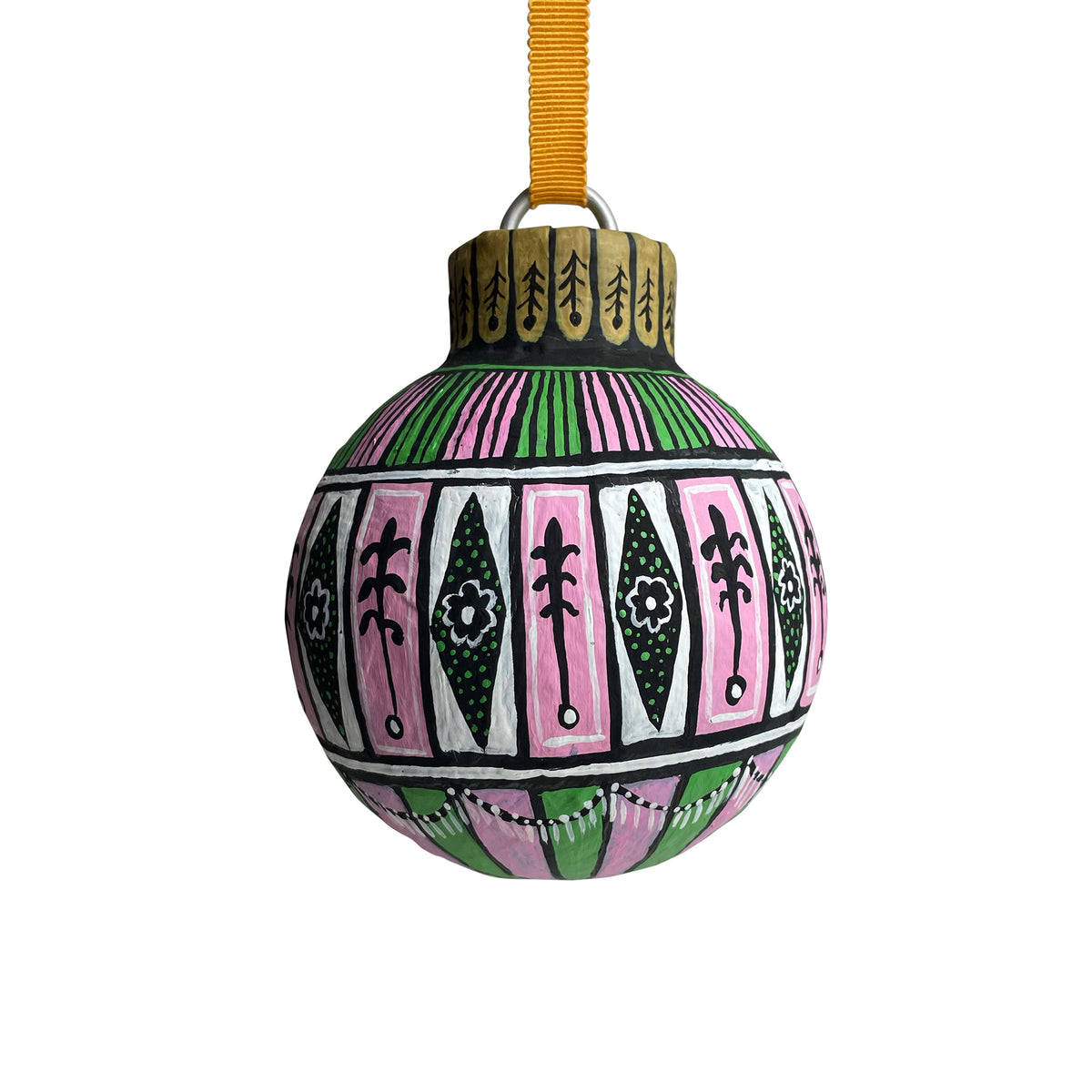 Papier Mache 4" Round Ornament