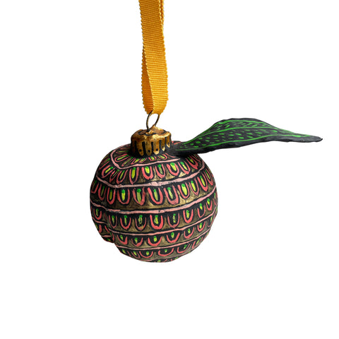 Papier Mache Peach Ornament