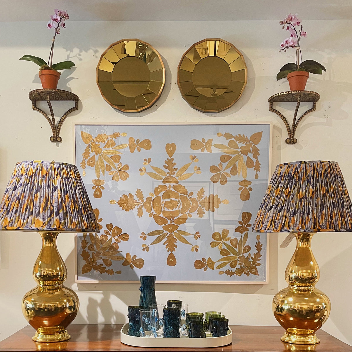 Pair of Aurora Lamps in Gold Luster