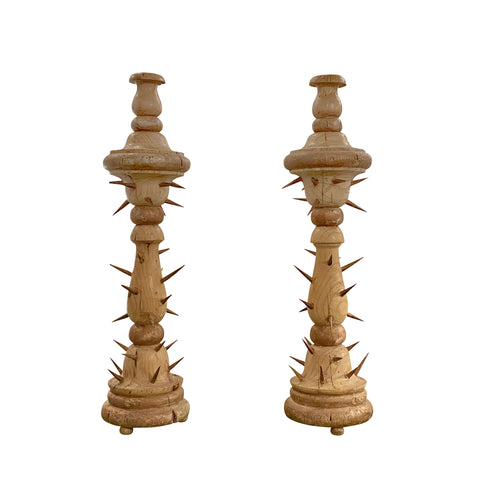 Pair of Fidelis Candlesticks in Silver Leaf