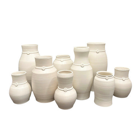 Nicholas Newcomb Banded Vase in Matte White