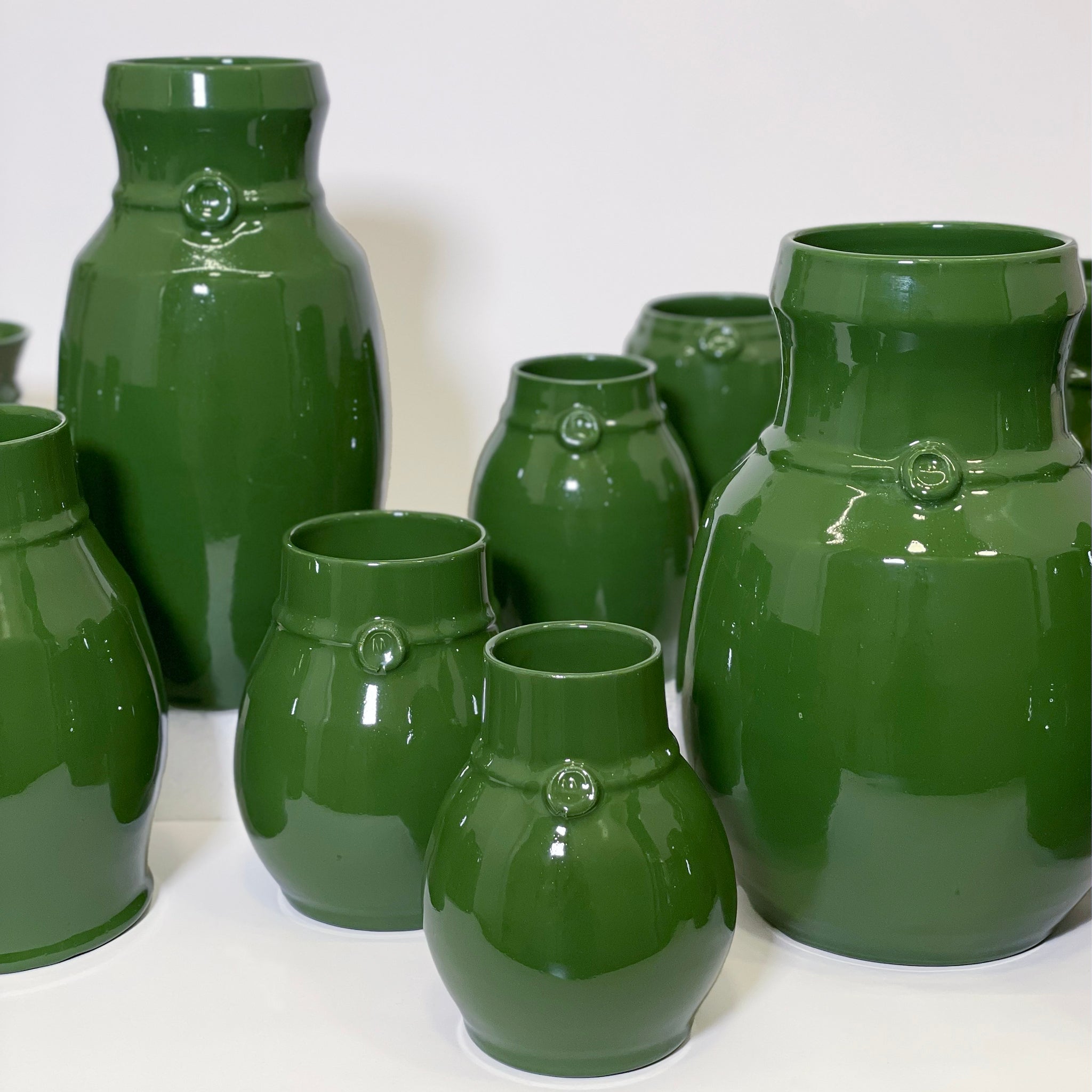 Nicholas Newcomb Banded Vase in KRB Green