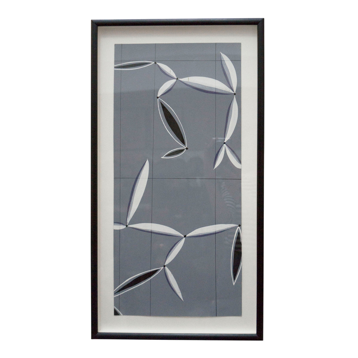 Black and White Geometric Leaves on Grey