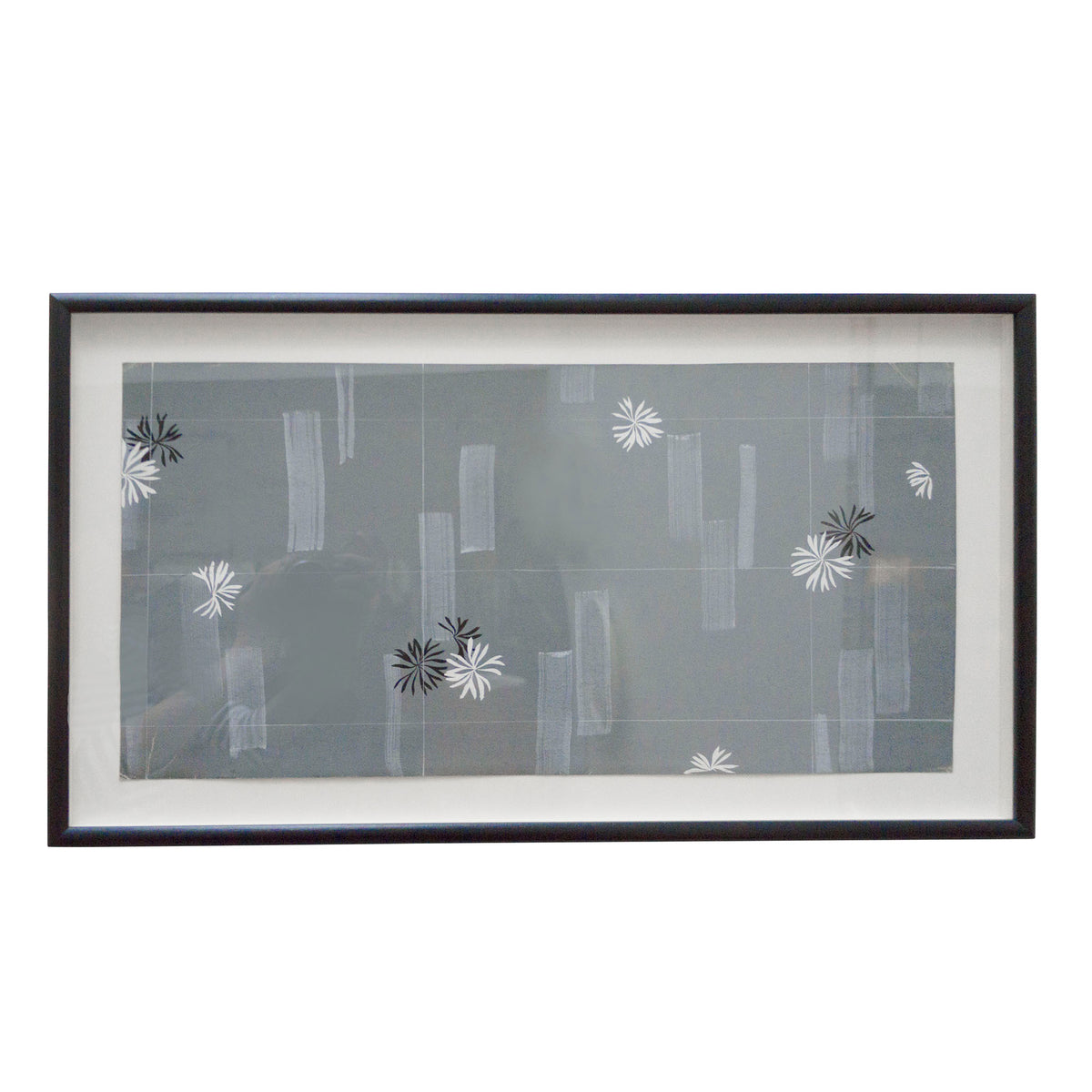 Brush Work with Flowers on Sage  Grey