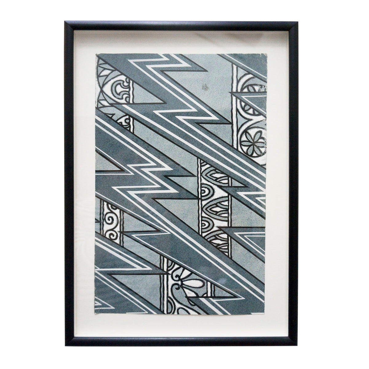 Sage Grey, White and Black Zig Zag with Arches