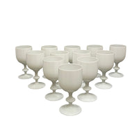 Set of 12 White Portieux Vallerysthal Opaline Goblets