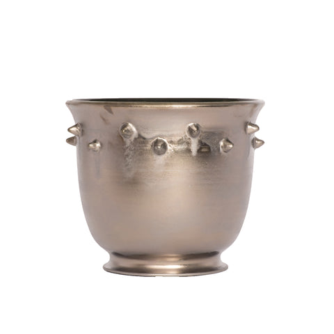 Orchid Pot with Studs in Matte Bronze with Alligator Interior