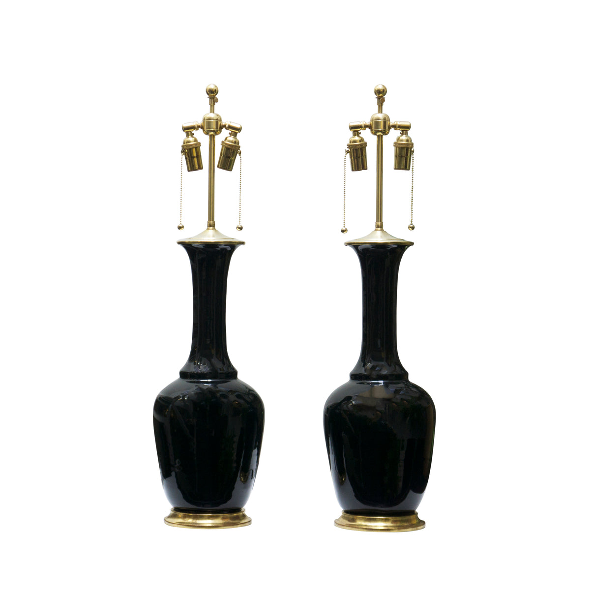 Pair of Alex Lamps in Jet Black & Antique Gold