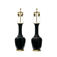 Pair of Alex Lamps in Jet Black & Antique Gold