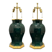 Pair of Dennis Lamps in Alligator Green