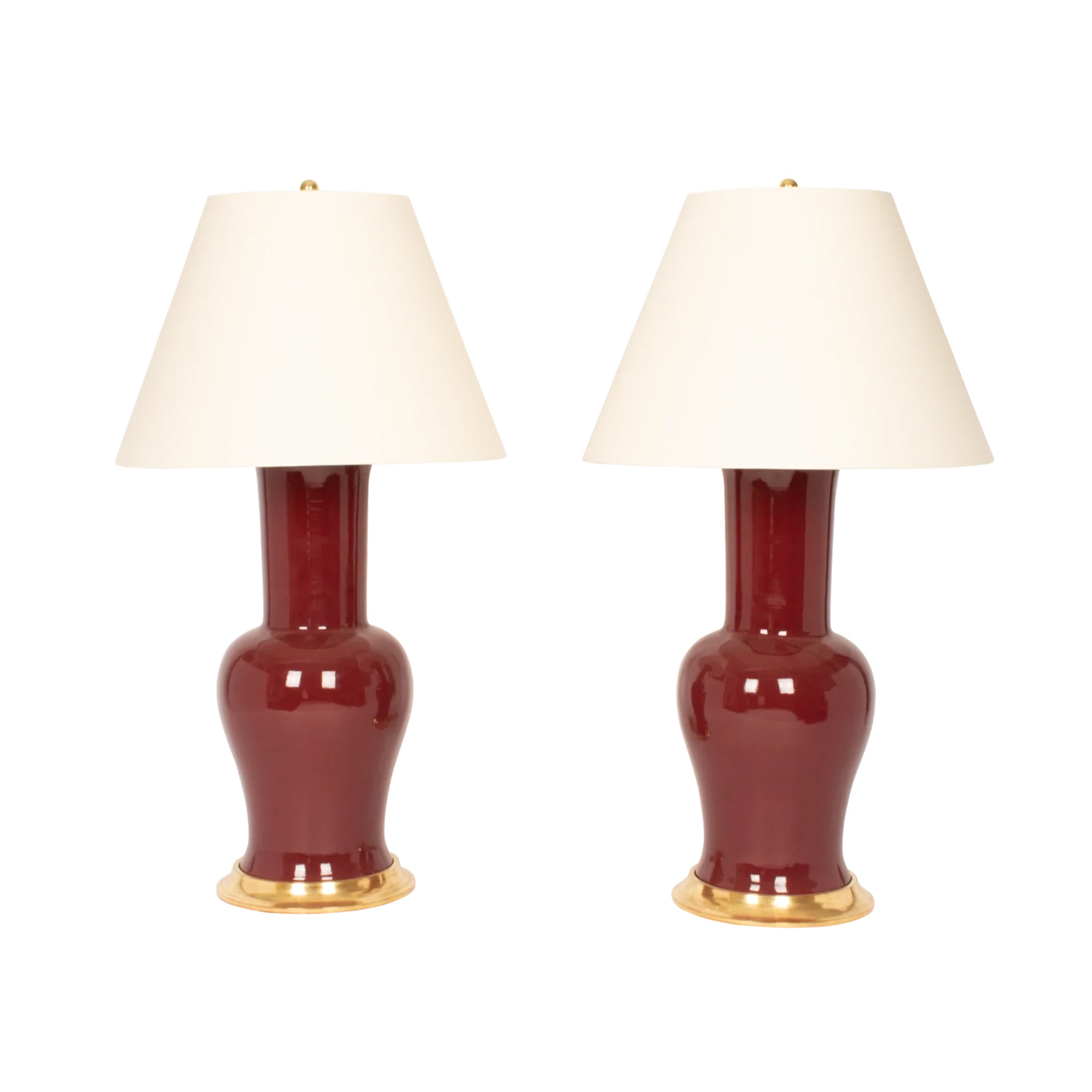Pair of Garniture Lamps in Claret