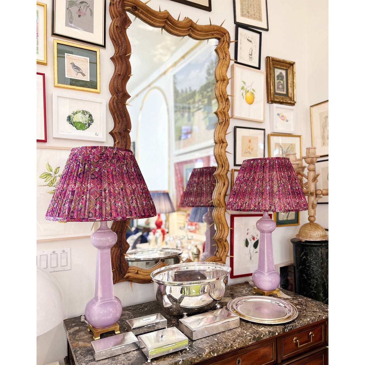 Pair of Large Hadley Lamps in Thistle