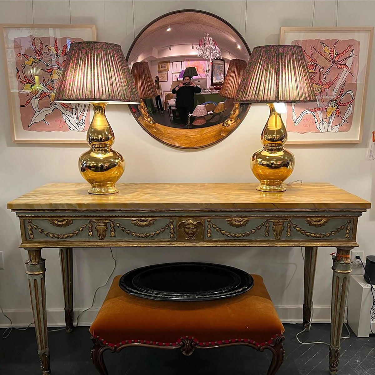 Pair of Aurora Lamps in Gold Luster