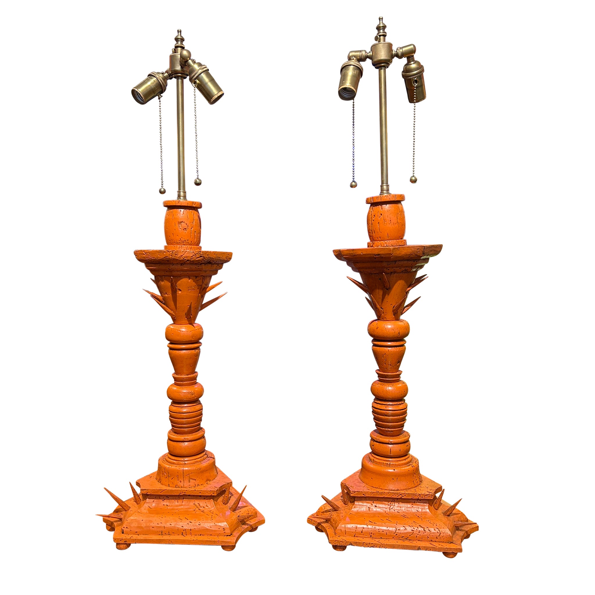 Pair of Rabat Lamps in Temple Red