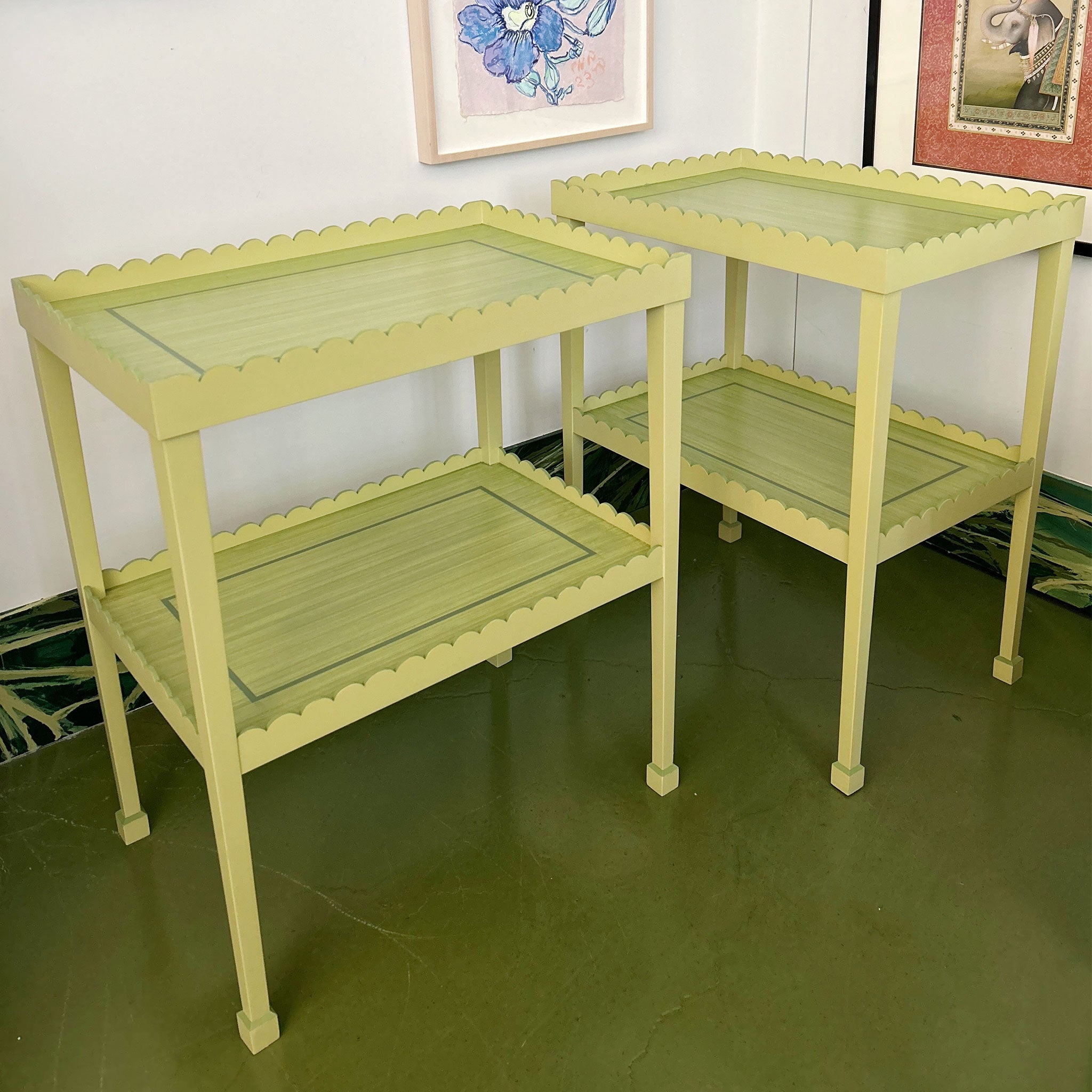 Hand-Painted Scalloped Edge Side Table