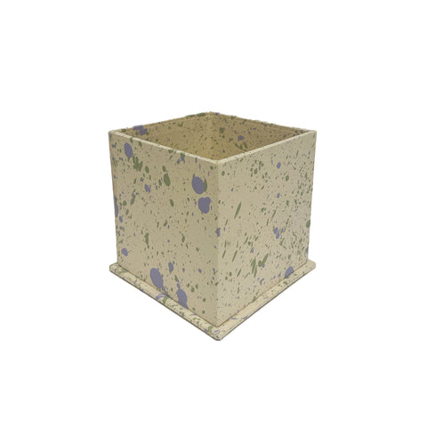 Hand-Spattered Paper-Covered Pencil Holder in Lavender and Pistachio