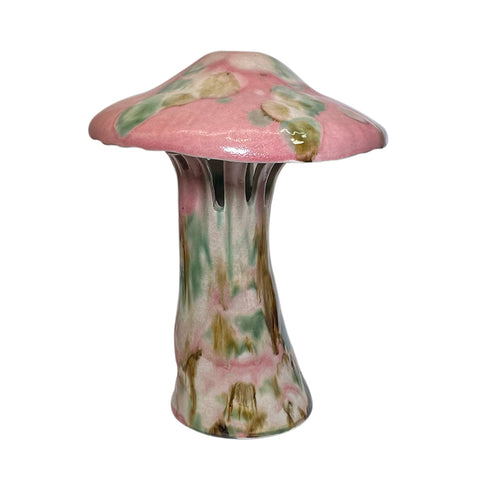 Ceramic Polychrome Marbled Shroom Lamp in Pink