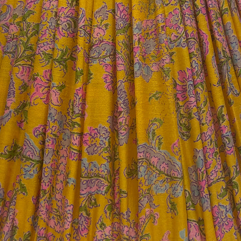 10" Silk Sari Lampshade - Marigold Floral