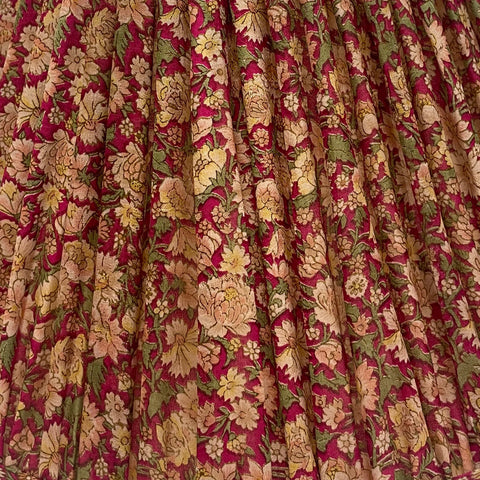 14" Silk Sari Lampshade - Golden Burgundy Floral