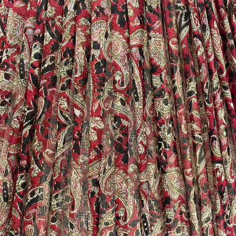 14" Silk Sari Lampshade - Red and Black Paisley