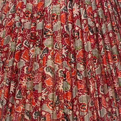 18" Silk Sari Lampshade-Crimson Floral