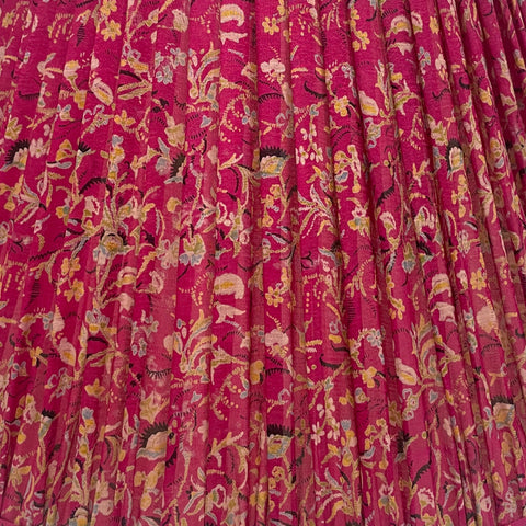 18" Silk Sari Lampshade - Fuchsia Botanical Floral