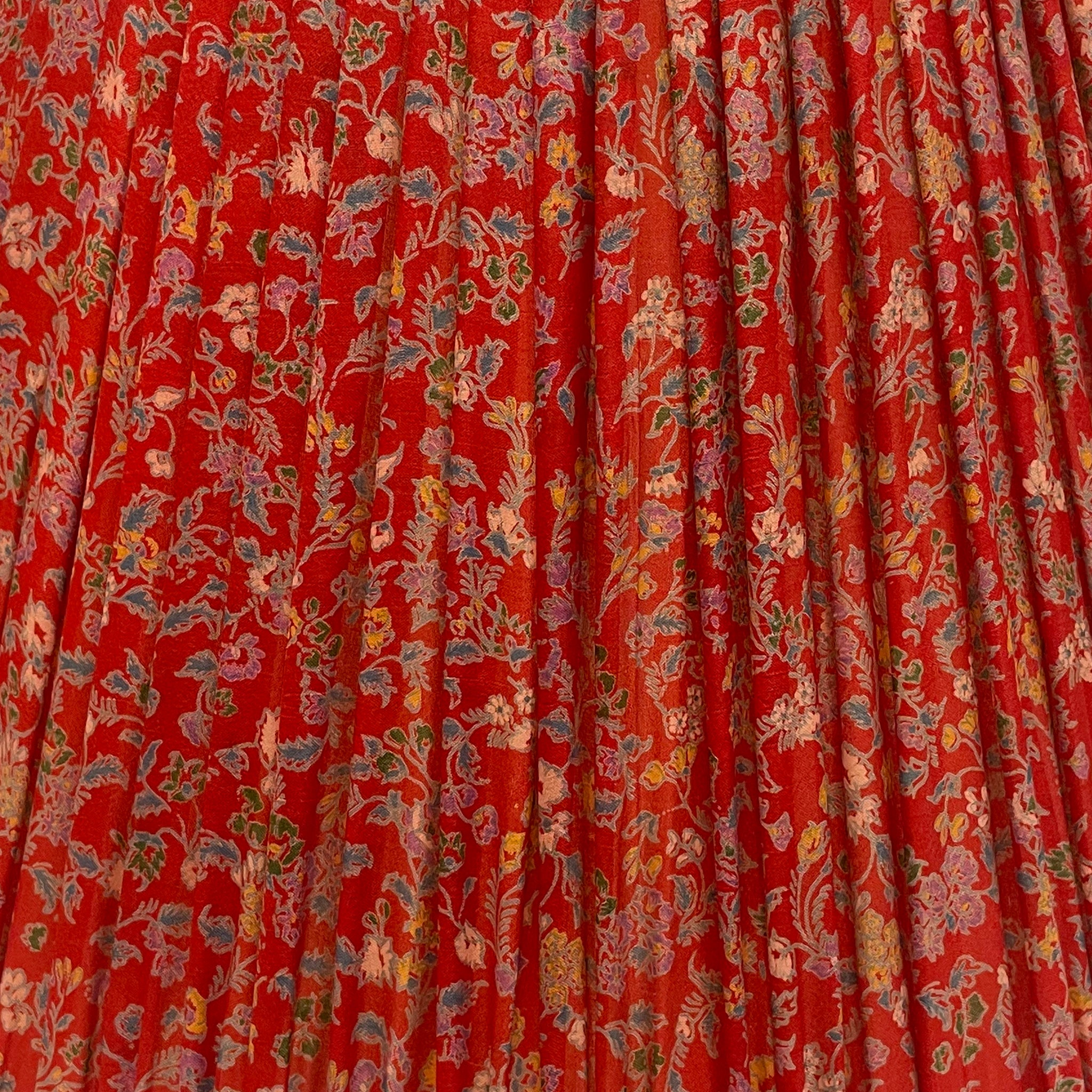 18" Silk Sari Lampshade - Vermillion Floral