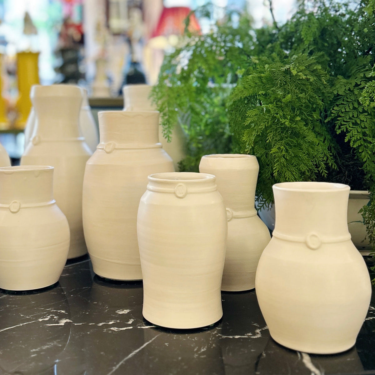 Nicholas Newcomb Banded Vase in Matte White