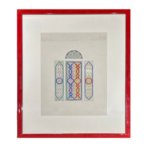 Set of Five Stained Glass Window Plans for Strawberry Hill
