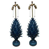 Jean Roger Large Flame Finial Lamp in Navy