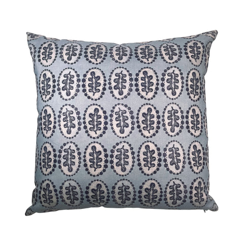 Leaves and Pearls Pillow in Indigo & Sky