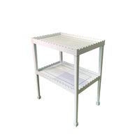 Floor Model I Hand-Painted Scalloped Edge Side Table in Blue