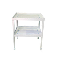 Floor Model I Hand-Painted Scalloped Edge Side Table in Blue