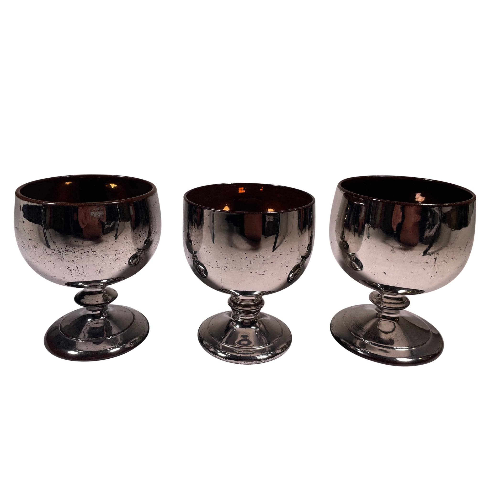 Rounded Silver Luster Goblets